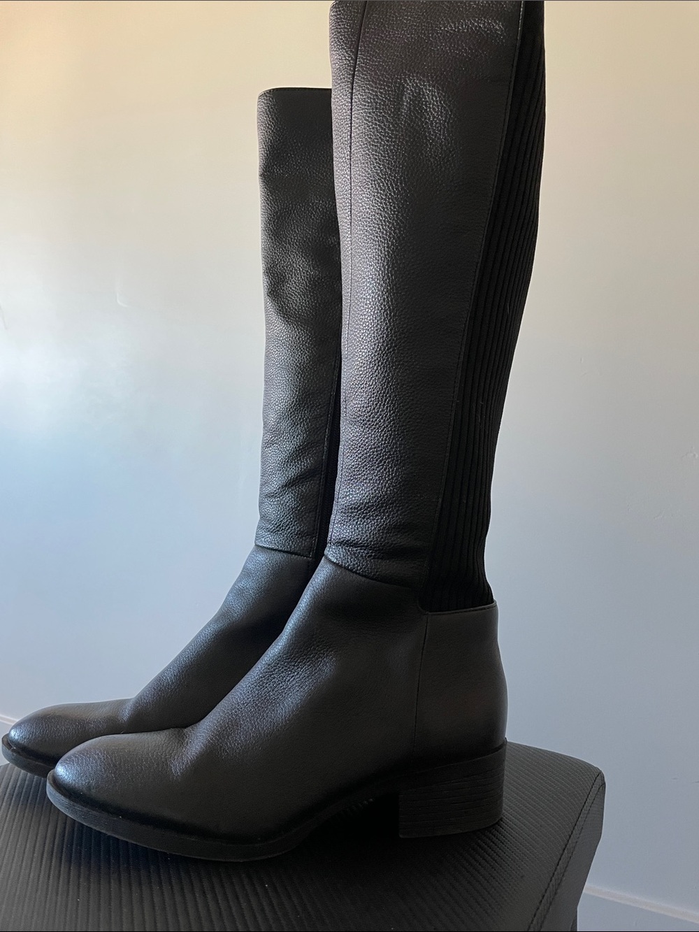 Kenneth Cole New York Black Leather Levon Knee-High Boots